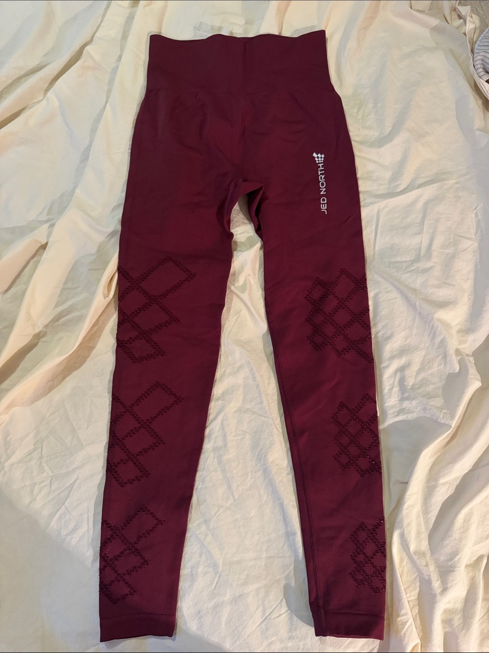 Jed North Girls' High-Waist Wine Red Seam Detail Leggings